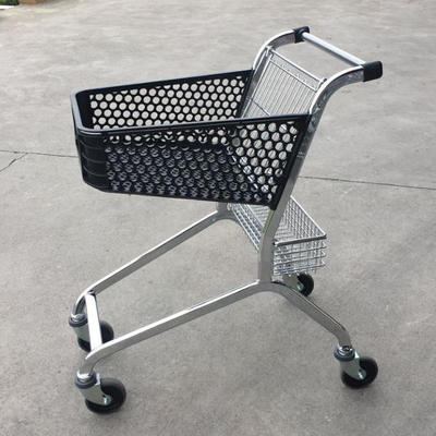 MOQ 500 PCS 50L Durable European Style Plastic Shopping Trolley Cart With Plastic Basket And Metal Frame